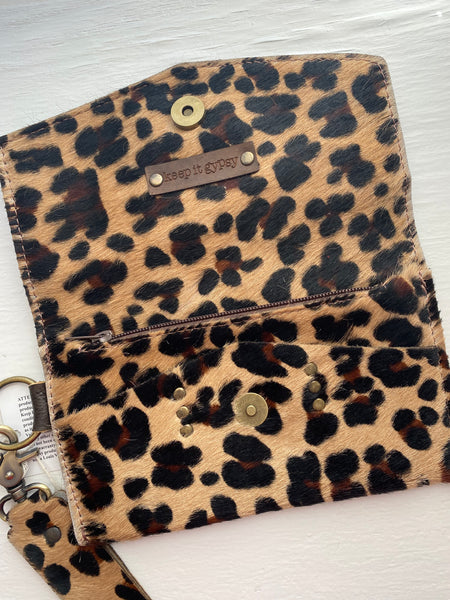 Keep It Gypsy Wallet Clutch Leopard Cowhide